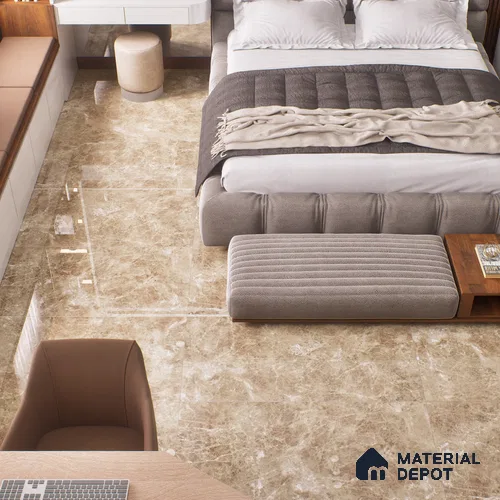 Budget Friendly Marble Floor & Wall Tile Value For Money TL 05592 Brown Logger 4 ft x 2 ft - Vitrified Glossy Finish -9 mm | 7 Random Design | Suitable for Living Room, Bedroom & Bathroom