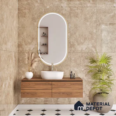 Budget Friendly Marble Floor & Wall Tile Value For Money TL 05592 Brown Logger 4 ft x 2 ft - Vitrified Glossy Finish -9 mm | 7 Random Design | Suitable for Living Room, Bedroom & Bathroom
