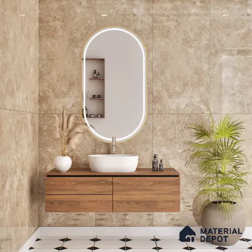 Budget Friendly Marble Floor & Wall Tile Value For Money TL 05592 Brown Logger 4 ft x 2 ft - Vitrified Glossy Finish -9 mm | 7 Random Design | Suitable for Living Room, Bedroom & Bathroom