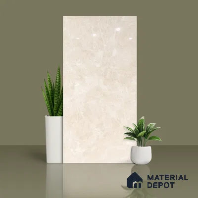 Budget Friendly Marble Floor & Wall Tile Value For Money TL 05593 Crema Logger 4 ft x 2 ft - Vitrified Glossy Finish -9 mm | Suitable for Living Room, Bedroom & Bathroom