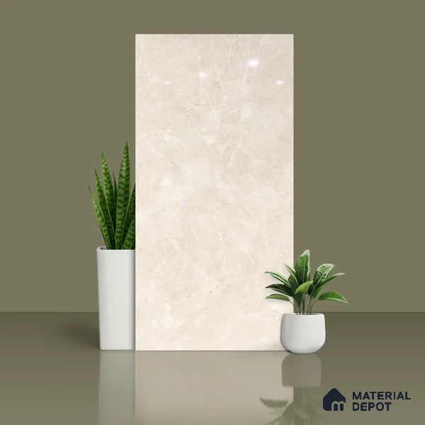 Budget Friendly Marble Floor & Wall Tile Value For Money TL 05593 Crema Logger 4 ft x 2 ft - Vitrified Glossy Finish -9 mm | Suitable for Living Room, Bedroom & Bathroom