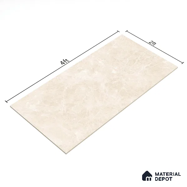 Budget Friendly Marble Floor & Wall Tile Value For Money TL 05593 Crema Logger 4 ft x 2 ft - Vitrified Glossy Finish -9 mm | Suitable for Living Room, Bedroom & Bathroom