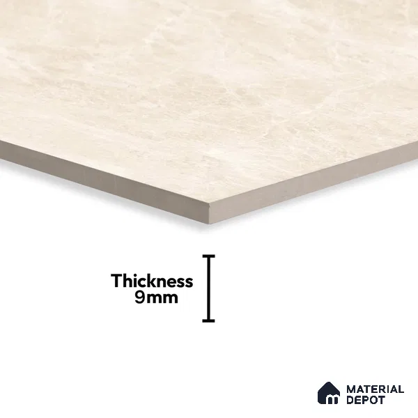 Budget Friendly Marble Floor & Wall Tile Value For Money TL 05593 Crema Logger 4 ft x 2 ft - Vitrified Glossy Finish -9 mm | Suitable for Living Room, Bedroom & Bathroom