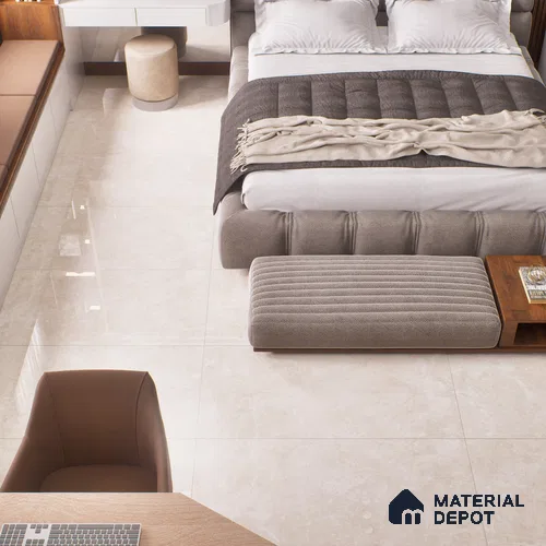 Budget Friendly Marble Floor & Wall Tile Value For Money TL 05593 Crema Logger 4 ft x 2 ft - Vitrified Glossy Finish -9 mm | Suitable for Living Room, Bedroom & Bathroom
