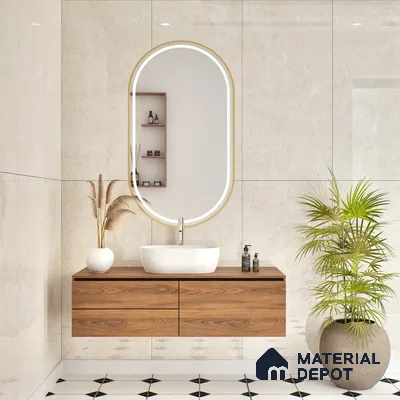 Budget Friendly Marble Floor & Wall Tile Value For Money TL 05593 Crema Logger 4 ft x 2 ft - Vitrified Glossy Finish -9 mm | Suitable for Living Room, Bedroom & Bathroom