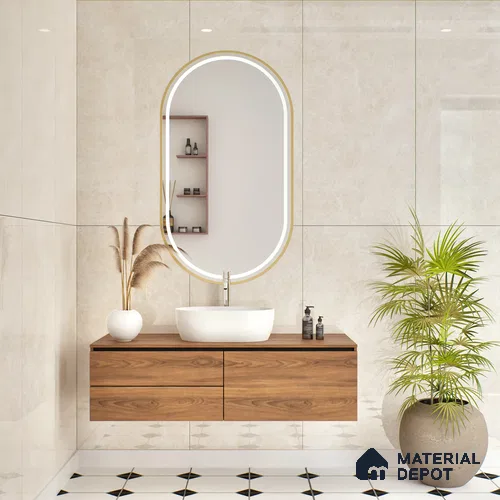 Budget Friendly Marble Floor & Wall Tile Value For Money TL 05593 Crema Logger 4 ft x 2 ft - Vitrified Glossy Finish -9 mm | Suitable for Living Room, Bedroom & Bathroom