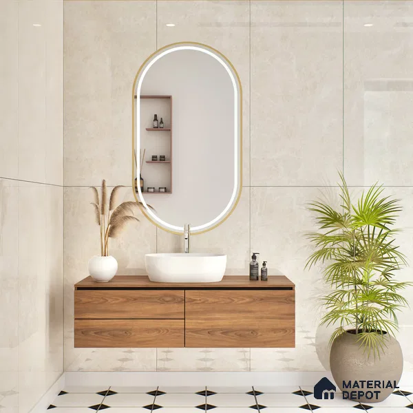 Budget Friendly Marble Floor & Wall Tile Value For Money TL 05593 Crema Logger 4 ft x 2 ft - Vitrified Glossy Finish -9 mm | Suitable for Living Room, Bedroom & Bathroom