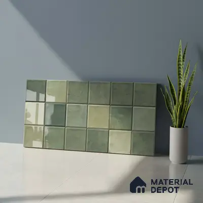 Subway Wall Tile TL 06768 H Lustra Moss Matrix 2 ft x 1 ft Ceramic Glossy Finish - 9 mm | Suitable for Bathroom, Kitchen Backsplash | Please Expect a Slight Variation of Pattern