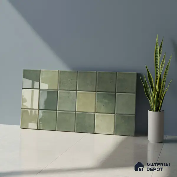 Subway Wall Tile TL 06768 H Lustra Moss Matrix 2 ft x 1 ft Ceramic Glossy Finish - 9 mm | Suitable for Bathroom, Kitchen Backsplash | Please Expect a Slight Variation of Pattern