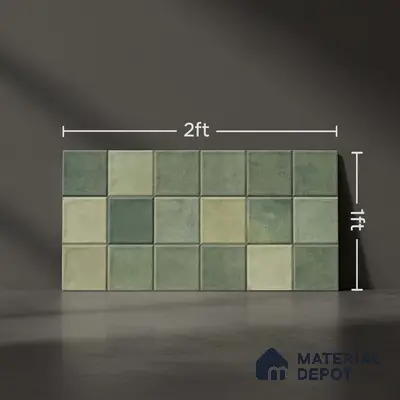 Subway Wall Tile TL 06768 H Lustra Moss Matrix 2 ft x 1 ft Ceramic Glossy Finish - 9 mm | Suitable for Bathroom, Kitchen Backsplash | Please Expect a Slight Variation of Pattern