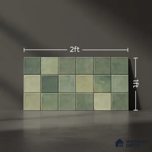 Subway Wall Tile TL 06768 H Lustra Moss Matrix 2 ft x 1 ft Ceramic Glossy Finish - 9 mm | Suitable for Bathroom, Kitchen Backsplash | Please Expect a Slight Variation of Pattern
