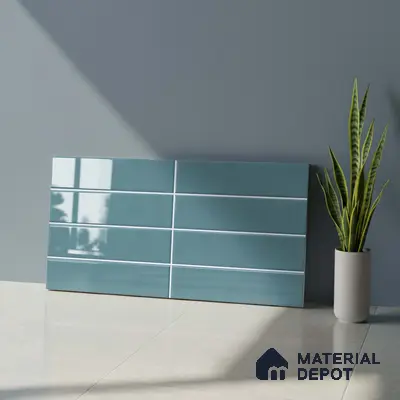 Faux Subway Wall Tile TL 06769 D Lustra Mystic Teal 2 ft x 1 ft Ceramic Glossy Finish - 9 mm | Suitable for Bathroom, Kitchen backsplash | Please Expect a Slight Variation of Pattern
