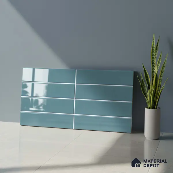 Faux Subway Wall Tile TL 06769 D Lustra Mystic Teal 2 ft x 1 ft Ceramic Glossy Finish - 9 mm | Suitable for Bathroom, Kitchen backsplash | Please Expect a Slight Variation of Pattern