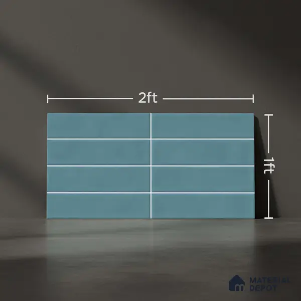 Faux Subway Wall Tile TL 06769 D Lustra Mystic Teal 2 ft x 1 ft Ceramic Glossy Finish - 9 mm | Suitable for Bathroom, Kitchen backsplash | Please Expect a Slight Variation of Pattern