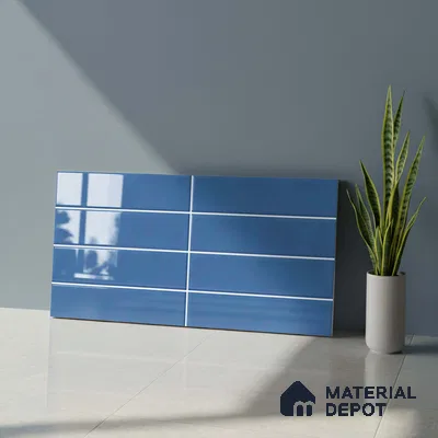 Faux Subway Wall Tile TL 06769 Lustra Twilight Azure 2 ft x 1 ft Ceramic Glossy Finish - 9 mm | Suitable for Bathroom, Kitchen backsplash | Please Expect a Slight Variation of Pattern (Sample)