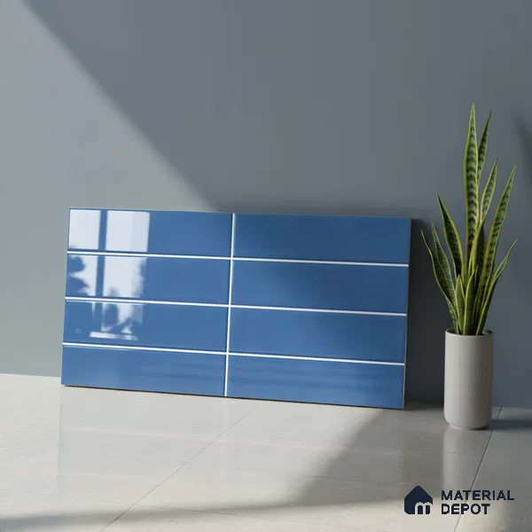 Faux Subway Wall Tile TL 06769 Lustra Twilight Azure 2 ft x 1 ft Ceramic Glossy Finish - 9 mm | Suitable for Bathroom, Kitchen backsplash | Please Expect a Slight Variation of Pattern (Sample)
