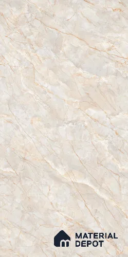 Budget Friendly Marble Crema Marfil Wall & Floor Value For Money Tile TL 05596 Wheat Beige 4 ft x 2 ft Glossy Finish Vitrified Tile - 9 mm | 4 Random Designs | Suitable For Living Room, Bedroom, Dining