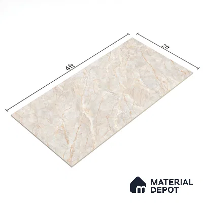 Budget Friendly Marble Floor & Wall Tile Value For Money TL 05596 Natural Lucia 4 ft x 2 ft - Vitrified Glossy Finish -9 mm | 4 Random Design | Suitable for Living Room, Bedroom & Bathroom