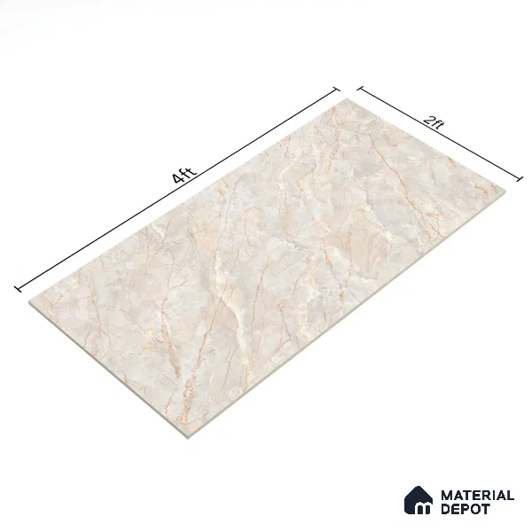 Budget Friendly Marble Floor & Wall Tile Value For Money TL 05596 Natural Lucia 4 ft x 2 ft - Vitrified Glossy Finish -9 mm | 4 Random Design | Suitable for Living Room, Bedroom & Bathroom