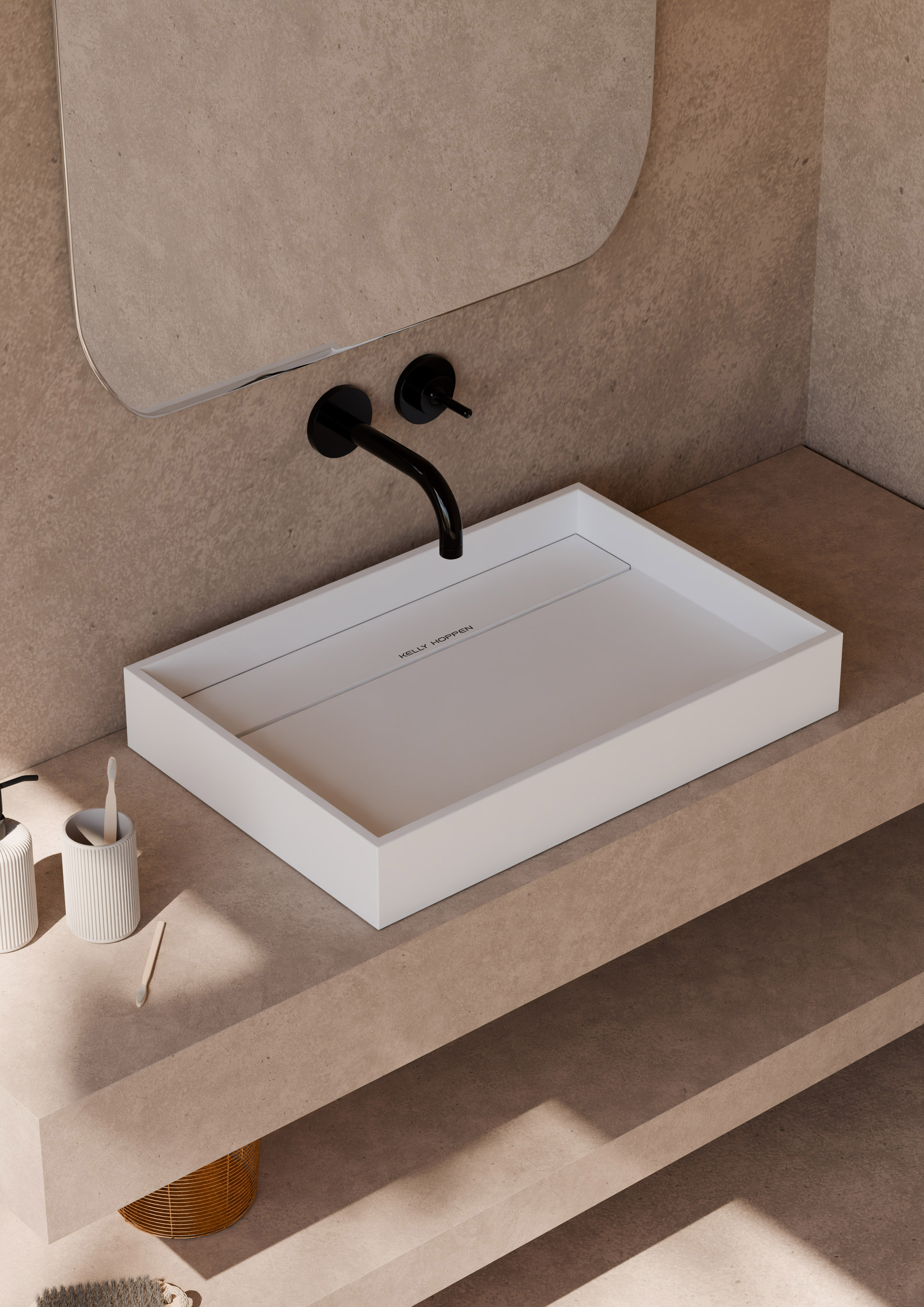 Lutfu Solid White Translucent Basin BS 00233 510 x 360 mm Artificial Stone Acrylic Body Stain Free Designer Basin - 120 mm | Suitable For Bathroom, Vanity & Utility Areas