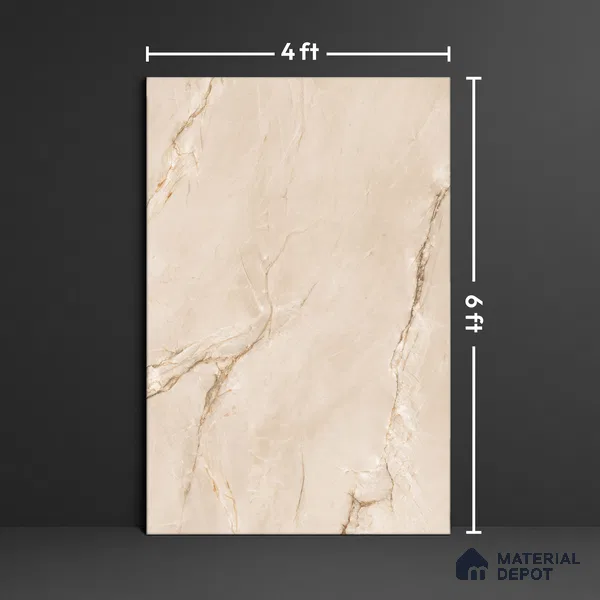 Budget Friendly Large Format Marble Floor Tile TL 04399 Luminus Crema Glossy Finish Vitrified Colorbody Tile - 15 mm | Suitable for Living Room, Bedroom, Office | Adhesive and Spacers Must be Used During Installation