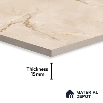 Budget Friendly Large Format Marble Floor Tile TL 04399 Luminus Crema Glossy Finish Vitrified Colorbody Tile - 15 mm | Suitable for Living Room, Bedroom, Office | Adhesive and Spacers Must be Used During Installation