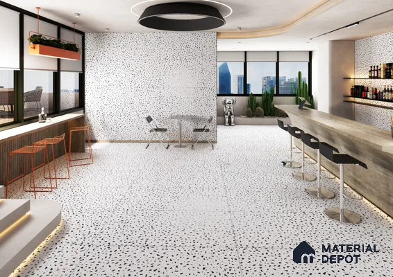 Modern Café with Terrazzo Floor and Wall Finish | Material Depot