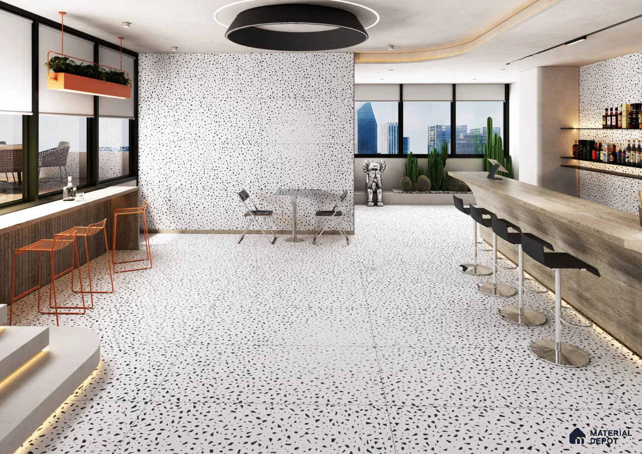 Modern Café with Terrazzo Floor and Wall Finish | Material Depot