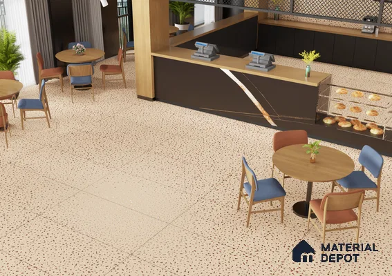 Spacious Modern Café with Terrazzo Flooring | Material Depot