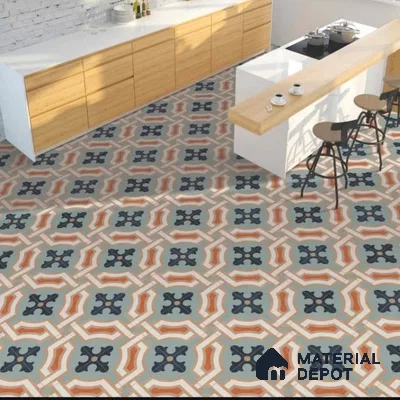Moroccan Floor & Wall Tile TL 05079 Morissa Sahara Labyrinth 1 ft x 1 ft Ceramic Matte Finish - 7.5 mm | Suitable for Living Room, Bedroom, Bathroom, Kitchen & Balcony (Sample)