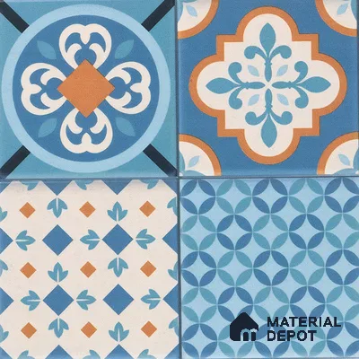 Moroccan Wall & Floor Tile TL 05007 Marrakech Tidal Blue 1 ft x 1 ft Ceramic Matte Finish - 9 mm | Suitable for Bathroom, Kitchen, Balcony | Please Expect a Slight Variation of Pattern