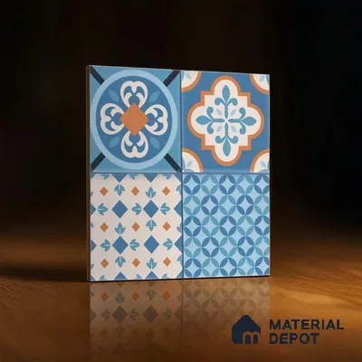 Moroccan Wall & Floor Tile TL 05007 Marrakech Tidal Blue 1 ft x 1 ft Ceramic Matte Finish - 9 mm | Suitable for Bathroom, Kitchen, Balcony | Please Expect a Slight Variation of Pattern