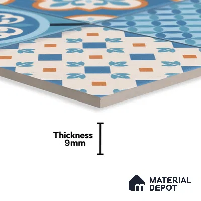 Moroccan Wall & Floor Tile TL 05007 Marrakech Tidal Blue 1 ft x 1 ft Ceramic Matte Finish - 9 mm | Suitable for Bathroom, Kitchen, Balcony | Please Expect a Slight Variation of Pattern
