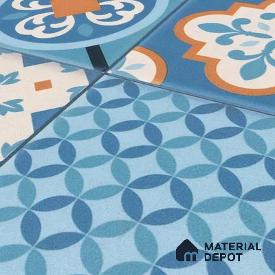 Moroccan Wall & Floor Tile TL 05007 Marrakech Tidal Blue 1 ft x 1 ft Ceramic Matte Finish - 9 mm | Suitable for Bathroom, Kitchen, Balcony | Please Expect a Slight Variation of Pattern