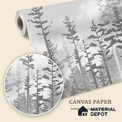 Manali, Misty Mountain Forest Wallpaper Indrani Series Canvas Tropical Design (Customised Size Wallpaper )