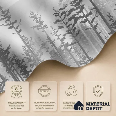 Manali, Misty Mountain Forest Wallpaper Indrani Series Canvas Tropical Design (Customised Size Wallpaper )