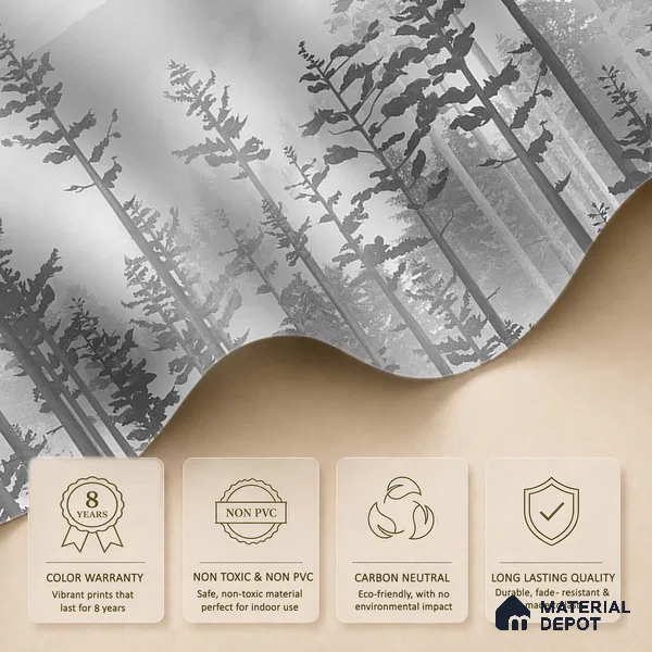 Manali, Misty Mountain Forest Wallpaper Indrani Series Canvas Tropical Design (Customised Size Wallpaper )