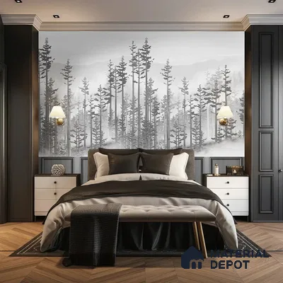 Manali, Misty Mountain Forest Wallpaper Indrani Series Canvas Tropical Design (Customised Size Wallpaper )