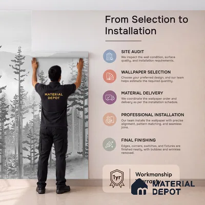Manali, Misty Mountain Forest Wallpaper Indrani Series Canvas Tropical Design (Customised Size Wallpaper )