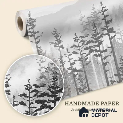 Manali, Misty Mountain Forest Wallpaper Indrani Series Handmade Tropical Design (Customised Size Wallpaper )
