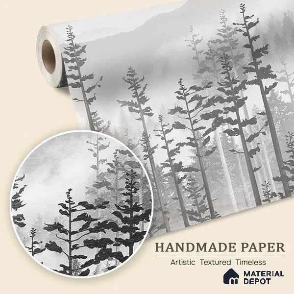 Manali, Misty Mountain Forest Wallpaper Indrani Series Handmade Tropical Design (Customised Size Wallpaper )