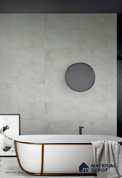 TL 02143 A Lassa Mint Spiga 1200 x 300 mm GVT Matte Finish Cement Look Tile - 9 mm (Sample)