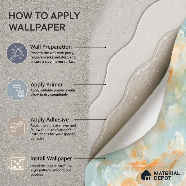 Marble Design Wallpaper for Rooms, Green and Orange Indrani Series Soft Feel Marble Design (Customised Size Wallpaper )