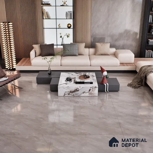 Marble Floor & Wall Tile TL 07098 Froges Grey 4 ft x 2 ft Glossy Finish Vitrified Tile - 9 mm | 3 Random Design | Suitable For living Room, Bedroom, Bathroom | Random Designs