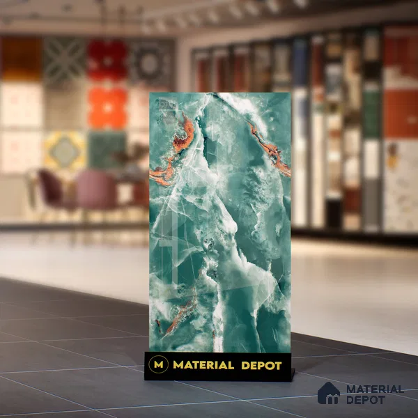 Marble Floor & Wall Tile TL 07133 Ozone Smeraldo 4 ft x 2 ft Glossy Finish Vitrified Tile - 9 mm | 3 Random Design | Suitable For living Room, Bedroom, Bathroom | Random Designs