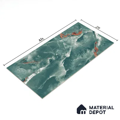 Marble Floor & Wall Tile TL 07133 Ozone Smeraldo 4 ft x 2 ft Glossy Finish Vitrified Tile - 9 mm | 3 Random Design | Suitable For living Room, Bedroom, Bathroom | Random Designs