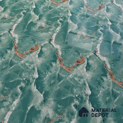 Marble Floor & Wall Tile TL 07133 Ozone Smeraldo 4 ft x 2 ft Glossy Finish Vitrified Tile - 9 mm | 3 Random Design | Suitable For living Room, Bedroom, Bathroom | Random Designs
