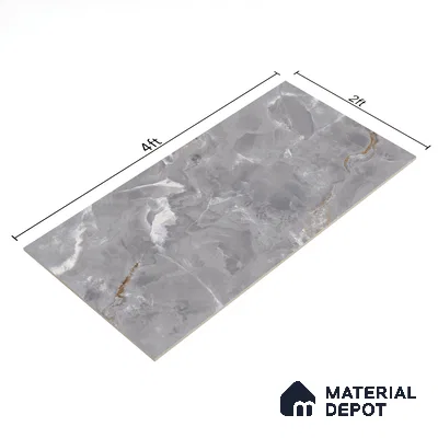Marble Floor & Wall Tile TL 07130 Ozone Grey 4 ft x 2 ft Glossy Finish Vitrified Tile - 9 mm | 3 Random Design | Suitable For living Room, Bedroom, Bathroom (Sample)