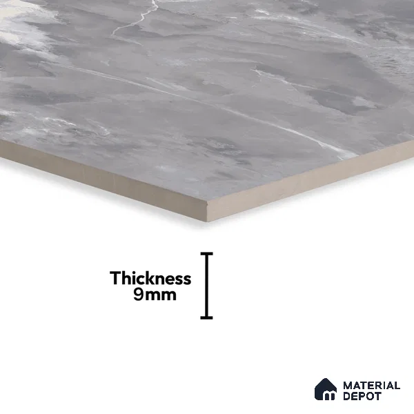 Marble Floor & Wall Tile TL 07130 Ozone Grey 4 ft x 2 ft Glossy Finish Vitrified Tile - 9 mm | 3 Random Design | Suitable For living Room, Bedroom, Bathroom (Sample)