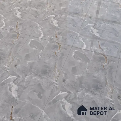 Marble Floor & Wall Tile TL 07130 Ozone Grey 4 ft x 2 ft Glossy Finish Vitrified Tile - 9 mm | 3 Random Design | Suitable For living Room, Bedroom, Bathroom (Sample)
